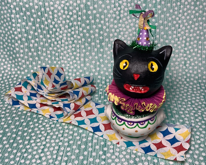 Kitty in a Cup Totem - Mardi Gras