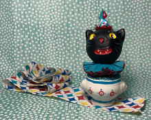 Load image into Gallery viewer, Kitty in a Cup Totem - Teal Blue
