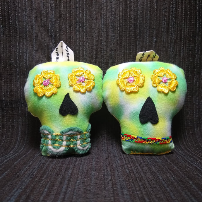 Plush Sugar Skull Ornament Set
