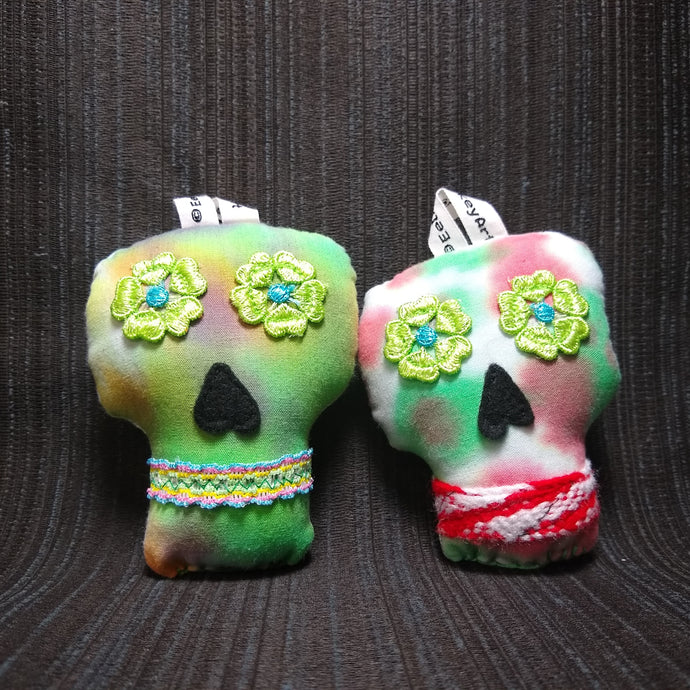 Plush Sugar Skull Ornament Set