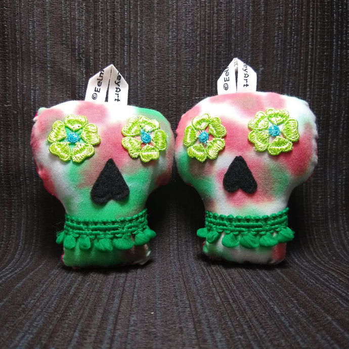 Plush Sugar Skull Ornament Set