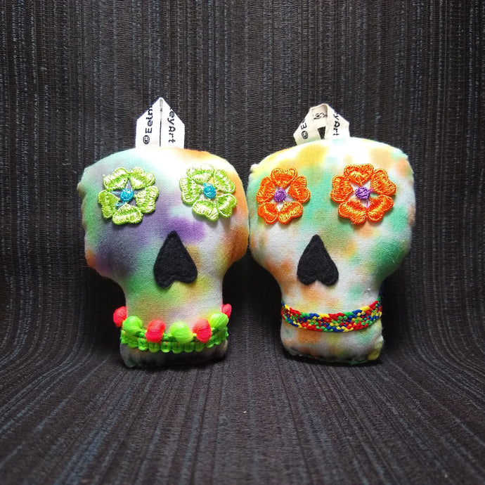 Plush Sugar Skull Ornament Set
